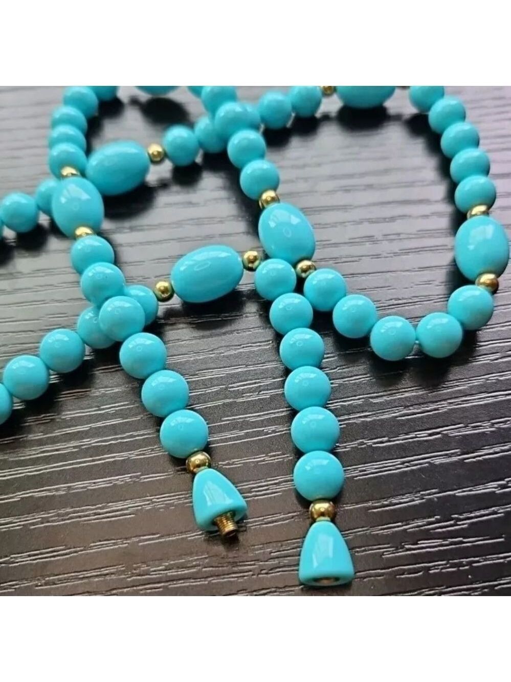 Avon 1983 Turquoise Impressions Necklace Simulated Turquoise Gold Accents Vtg - Picture 2 of 8